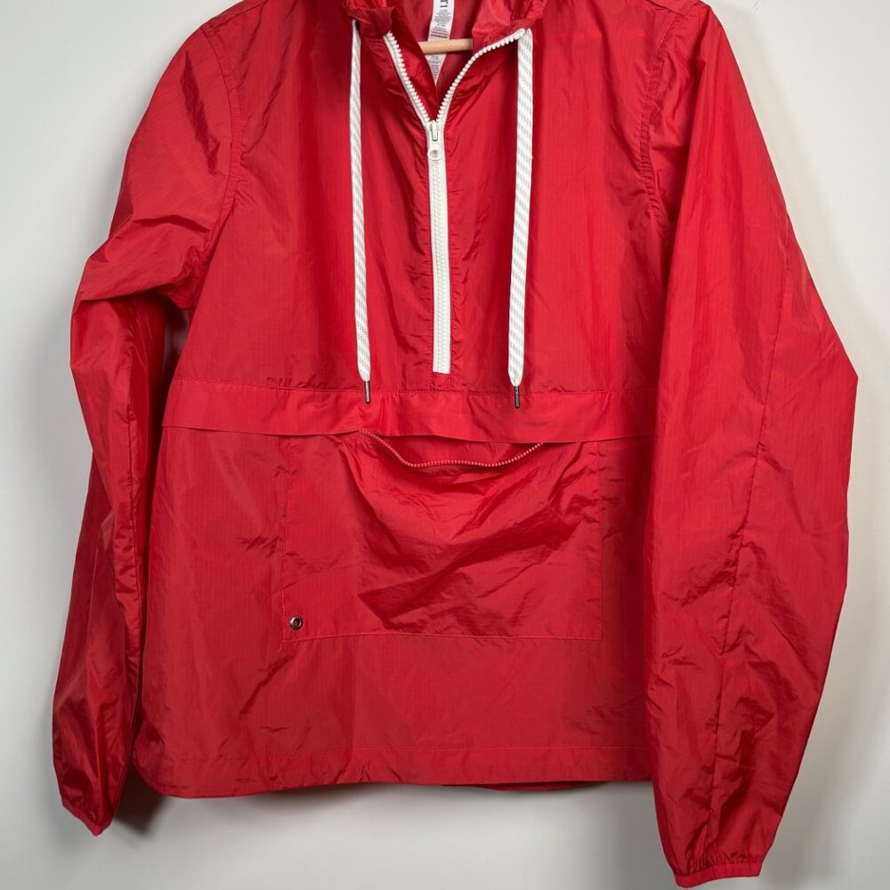 Vuori Red Anorak Pullover Jacket with White Drawcords